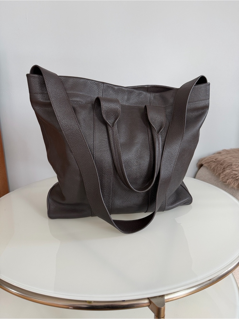Zara Dark Brown Leather Tote Bag